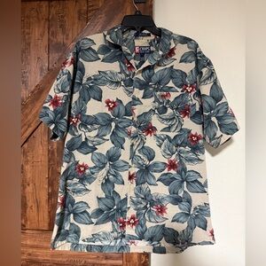 Ralph Lauren Chaps Men  Vintage Hawaiian Shirt Leaf and floral Print Large